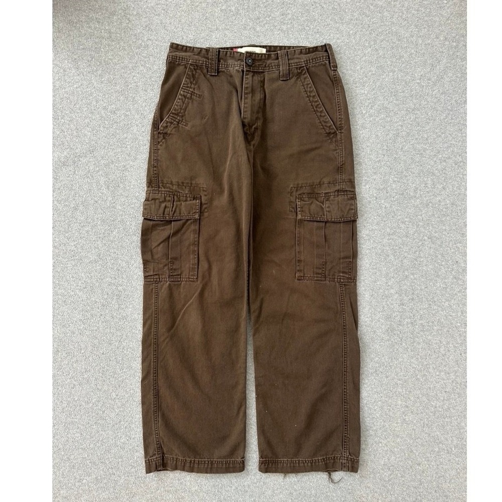 Y2K Levis Cargo Pants Men 31x32 Brown Loose Fit Wide Leg Cotton Baggy Skater